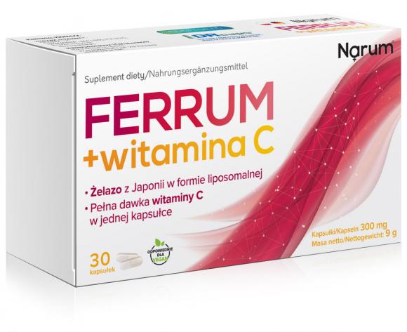 Narum Ferrum + vitamin C 300 mg, 30 capsules