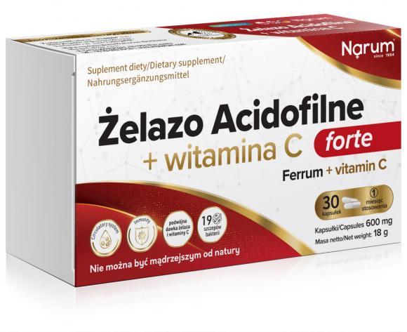 Narum Acidophilic Iron + Vitamin C 600 mg, 30 capsules